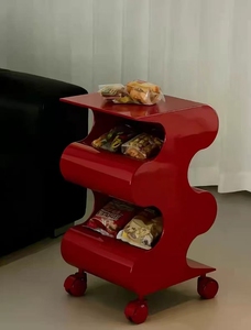 <span class=keywords><strong>Tavolino</strong></span> Laterale Salvaspazio Ondulato con 3 Ripiani Aperti e Rotelle Scorrevoli per <span class=keywords><strong>Soggiorno</strong></span> e Camera da Letto - Product Image 6