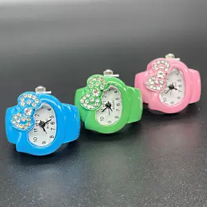 Colorful Designs Ladies Jewelry Diamond Cute Candy Colors Tiny Finger Ring Quartz Watch