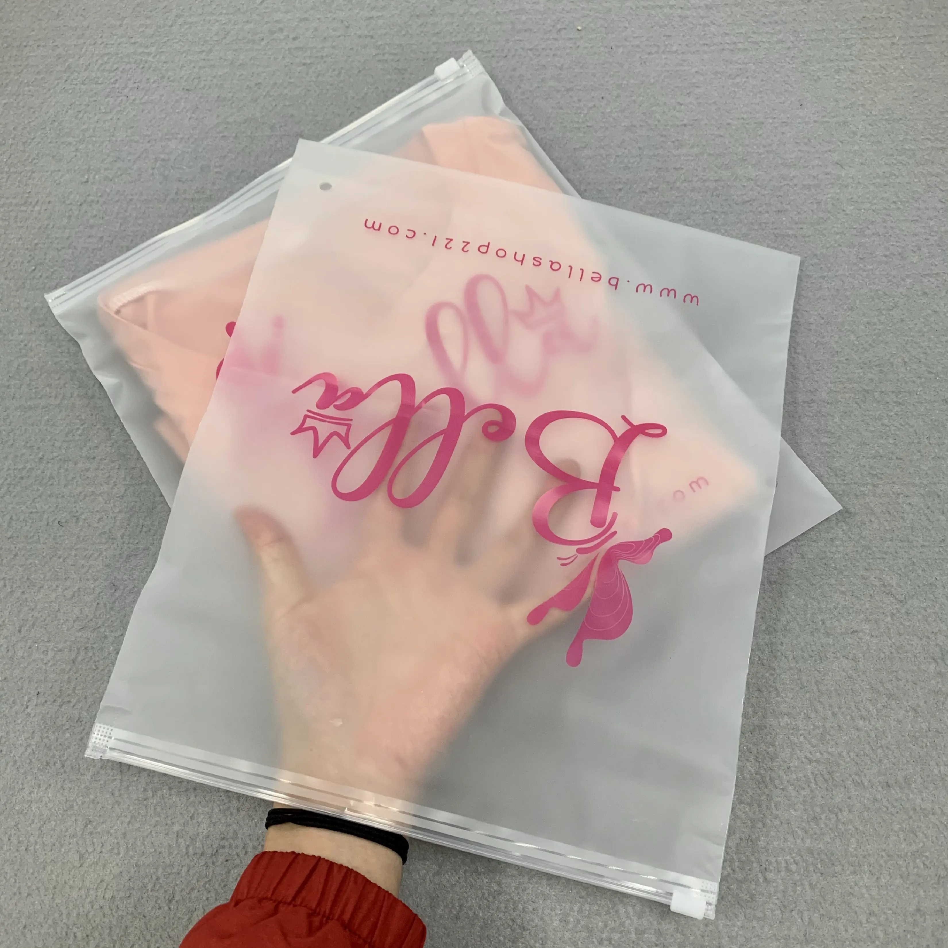 Cheap custom printed zipper garment shirt packaging frosted transparent slide zip lock plastic bags with own logo