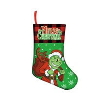 2025 nouveau noël bonbons et cadeau chaussette bas en peluche sac décor Grinch-chi vert Festival monstre enfants noël veille présent sac