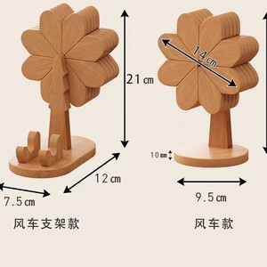 <b>Wooden</b> Flower Coaster Set With Phone Stand Multi Functional Tabletop Decor For Home Office <b>Desk</b> Use - Product Image 4