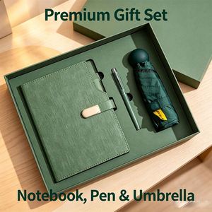 Ensemble cadeau d'affaires de luxe promotionnel avec carnet à couverture en PU, tasse isotherme, stylo et parapluie personnalisables - Product Image 2