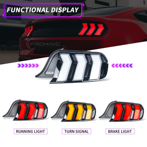Feux arrière LED archaïques pour Ford Mustang GT350 GT550 S550 <span class=keywords><strong>2015</strong></span> à 2023, feux arrière Mustang 2018 avec animation séquentielle (transparent) - Product Image 4