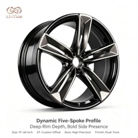 Jantes en alliage d'argent usinées sur mesure 19 pouces 5x114.3 à rayons fendus noir brillant pour voiture de tourisme Finition durable ODM