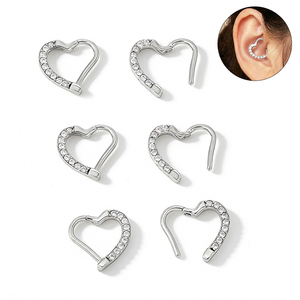 <span class=keywords><strong>Piercing</strong></span> Hipoalergénico de Acero Inoxidable con Forma de Corazón y Bisagra para Septum, <span class=keywords><strong>Daith</strong></span>, Oreja y Cartílago, Joyería Corporal - Product Image 1