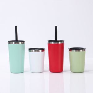 แก้วกาแฟสแตนเลส 304 แบบใหม่เรียบง่าย เก็บความร้อน-เย็น พร้อมหลอดดูด พกพาสะดวก ใช้ได้ทั้งที่ออฟฟิศและในรถยนต์ เหมาะสำหรับเป็นของขวัญ - Product Image 4