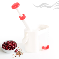 Populaire keukenhulp: handmatige kersenontpitter, draagbaar plastic fruitontpitter, zaadverwijderaar voor olijven, druiven en kleine pruimen.