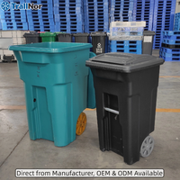Contenedor de Basura con Ruedas de 32, 48, 64 y 96 Galones con Tapa, Carro de Basura de HDPE para Camiones de Recolección en América del Norte