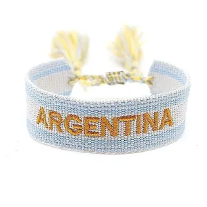 Лидер продаж, регулируемый плетеный браслет WorldCup ручной работы, индивидуальные браслеты дружбы с вышивкой имени