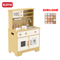 Ensemble de cuisine en bois 2-4 ans Princesse rose Vente chaude Robinet Ustensiles à découper les fruits Réfrigérateur Four Filles Garçons
