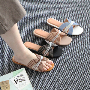 High-quality Design Casual Woven Sequin <b>Outdoor</b> Rhinestones Wholesale Lightweight Low MOQ for Trial Womens Sandals and <b>slippers</b> - Product Image 1