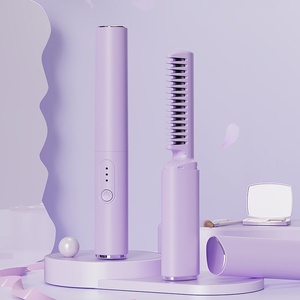 便携式电动直发器加热二合一发刷USB充电旅行迷你直发器 - Product Image 1