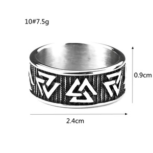 Men's Titanium Steel <b>Ring</b> Viking Triangle Geometric Design Hip Hop Style Gift Jewelry - Product Image 5