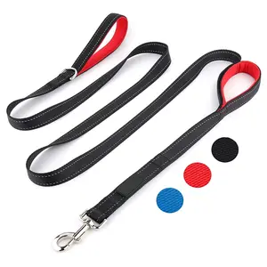 Guinzaglio per cani lungo in Nylon solido imbracatura per cani collari e guinzagli riflettenti in Nylon fettuccia resistente doppio manici piombo blu 8 piedi