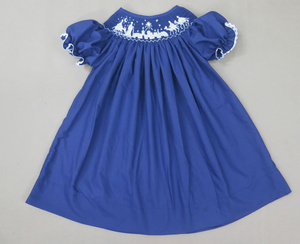 Royal Blue Puff Sleeve Toddler Baby Girls Hand Smocked Nativity <b>Christmas</b> <b>Dress</b> From Vietnam Best Price - Product Image 6