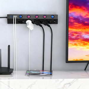 <span class=keywords><strong>Multiprise</strong></span> industrielle avec protection contre la foudre, protection contre les surtensions MOV 16A, 5 prises, 4 ports USB, câble de 2 m - Product Image 1