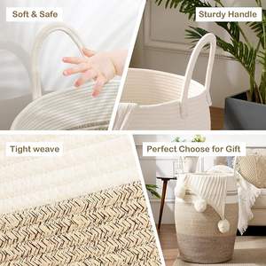 Oiahomy Wasmand Geweven Katoenen Touw Grote Kledingmand 25.6 "Hoge Wasmand - Product Image 5