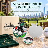 Marqueur de balle de golf magnétique en émail avec marqueur central amovible, design double face pour souvenirs de golf