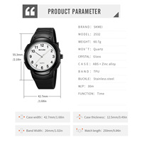 Montre Homme SKMEI 2532 Légère et Minimaliste, Cadran Analogique, Étanche 30M, Bracelet en TPU Souple, Montre-Bracelet Quotidienne Décontractée, Cadran à Chiffres Romains