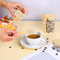 Ensemble de pots à épices 6/10 pièces, transparents, 250 ml, en verre, pour sel, sucre, avec couvercle en bambou et cuillère en bois, pour la cuisine