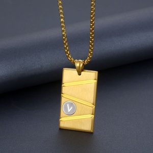 Collier pendentif personnalisé en acier inoxydable brossé pour hommes, avec texte et logo, vente en gros - Product Image 4