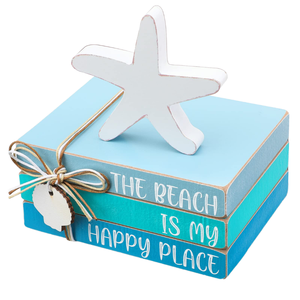 Set di 4 Pezzi Ferdinand per <span class=keywords><strong>Arredamento</strong></span> Rustico, Vassoio a Più Livelli in Legno Ispirato alla Spiaggia, Mini Pile di Libri in Legno per Decorazioni <span class=keywords><strong>Casa</strong></span> al <span class=keywords><strong>Mare</strong></span> - Product Image 1