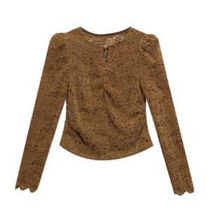 Otoño New Lace Scheming Hollow Out Bottoming Slim Fit Side Plisado Diseño Super - Product Image 5