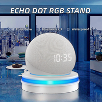 Support de bureau pour Echo Dot 4e/5e génération avec organisateur USB-C, éclairage LED RGB et fonction téléphone pour home cinéma (support uniquement)