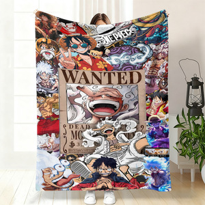 ผ้าห่มขนแกะลายการ์ตูนอนิเมะลูฟี่แบบกำหนดเองขายส่งจำนวนมาก ผ้าห่มนุ่มฟูสำหรับเตียง โซฟา รถยนต์ และการเดินทาง - Product Image 3