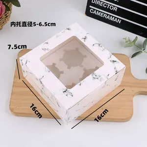 Produttore cinese di cartone di marmo per uso alimentare confezione regalo di pasticceria al dettaglio scatola di carta per torta quadrata bianca con finestra trasparente