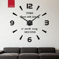 Horloge murale moderne en acrylique noir, chiffres DIY, grande taille, silencieuse, sans cadre, autocollante, pour salon, salle à manger, buffet, décoration, cadeau 120