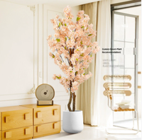 Vente flash Arbre de cerisier en fleurs Bonsaï Décoration de mariage Maison Hôtel Grandes plantes en pot Fleurs Arbres de cerisier artificiels denses