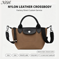 Tas Selempang Wanita Bahan Nylon Anti Air Dengan Aksen Kulit Asli Untuk Kerja, Perjalanan, Resale, Bisnis