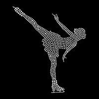 T-shirts de sport de haute qualité, écologiques, pour gymnastes et patineurs artistiques, avec transfert thermique, lavables, en matériau verre, avec strass thermocollants