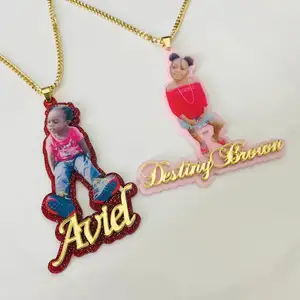Benutzer definierte Acryl Foto Porträt Halskette-DIY bunte Bild Anhänger für Frauen
