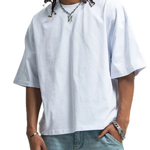 250g di cotone 100% in bianco tinta unita oversize <span class=keywords><strong>maglietta</strong></span> corta di lusso personalizzato il tuo marchio Streetwear da uomo T-Shirt - Product Image 2