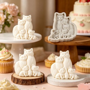 Cat Family Silicone Mold Cartoon Animal Fondant Cake Decoration Chocolate Mold Food Grade Baking Birthday - Product Image 3