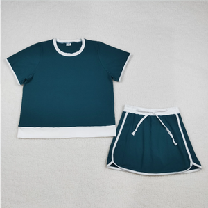 Conjuntos de Ropa de Algodón para Mujer Adulta, Camiseta de Manga Corta y Falda Corta - Product Image 4