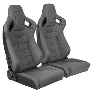 JIABEIR 1074B kursi mobil kendaraan Universal, ember Gaming balap Sim kulit kualitas tinggi abu-abu gelap dapat disesuaikan