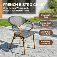 Tables et chaises d'extérieur empilables, modernes, personnalisées, résistantes à l'eau et au soleil, pour jardin/bar/café commercial