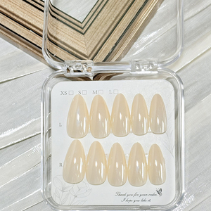144 <span class=keywords><strong>faux</strong></span> ongles beiges en amande, brillants, courts, à presser, couvrants, réutilisables et amovibles, en acrylique, pour salon - Product Image 6