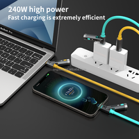 Cable USB-C PD de 240W con Pantalla LED, Trenzado de Nailon, 1M/2M, Conductor de Cobre Puro, Blindado, Cable de Carga de Alta Velocidad para Teléfono e Impresora