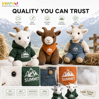 Chèvre en peluche avec vêtements personnalisés, animal en peluche haut de gamme pour boutiques, coffrets cadeaux, collections saisonnières et événements