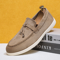 Mocassins décontractés de luxe pour hommes en cuir PU, antidérapants, à semelle épaisse, style marche en daim, chaussures de skate pour hommes