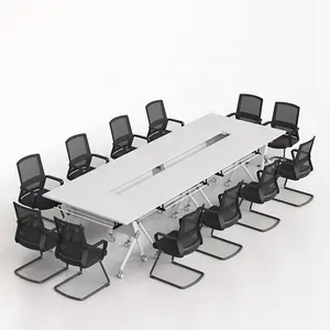 Jieao meja Flip lipat untuk kantor, meja latihan pertemuan dapat dipindah, Meja lipat