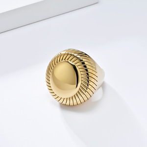 Geometric Titanium Steel <b>Ring</b> Gold Plated Women's Fashion Jewelry Party <b>Statement</b> <b>Ring</b> - Product Image 3