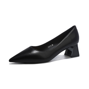 Escarpins pour femmes 5001A à bout pointu, talon carré, en cuir véritable, chaussures de bureau à talon moyen, semelle souple, chaussures de travail - Product Image 5