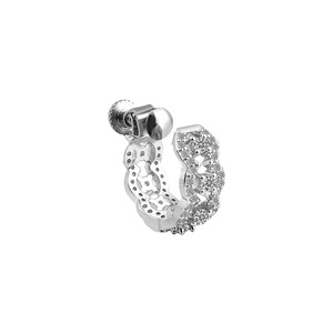 Clip-on <b>Earrings</b> Geometric Micro Insert Zircon Full Diamond Hollowed Out Unisex Everyday Wear Screw Back - Product Image 2