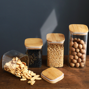 Conjunto Clássico de Potes de Vidro Herméticos Ecológicos para Armazenamento de Alimentos com Tampa de Bambu - Product Image 3