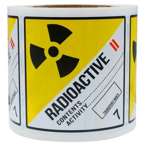 Hybsk Hazard Class 7 D.O.T. Radioactive II Labels 4x4 Inch Square 100 Adhesive Labels